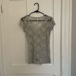 Silver Blue Lace Top